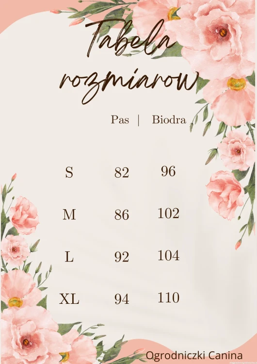Tabela rozmiarów ogrodniczek